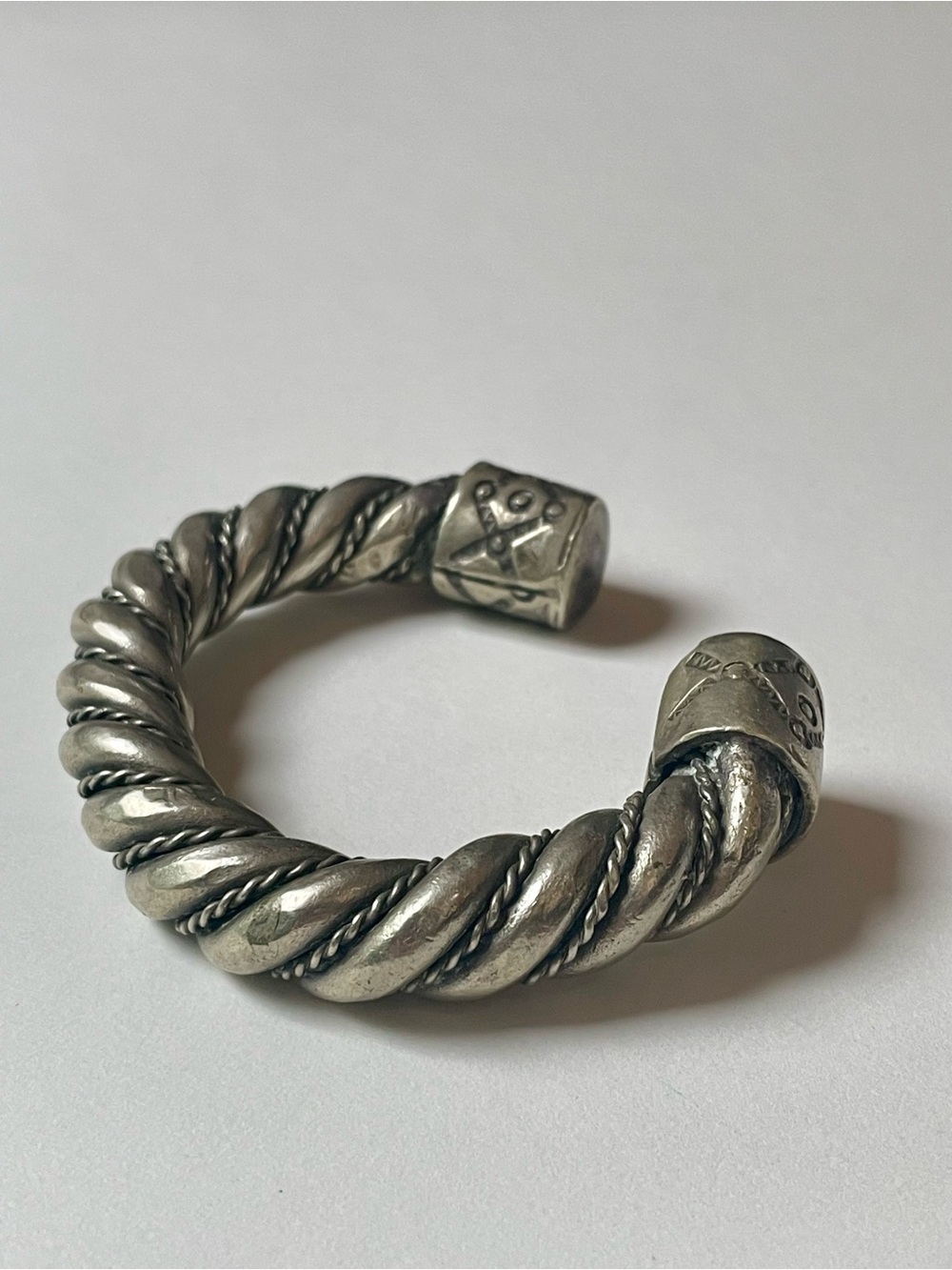 Vintage Tribal Silver Twisted Rope Torque Cuff Bracelet
